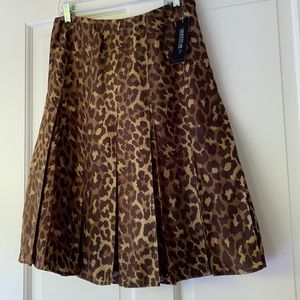 Lafayette 148 pleated silk skirt. NWT. Fully lined. Leopard print. Beautiful.